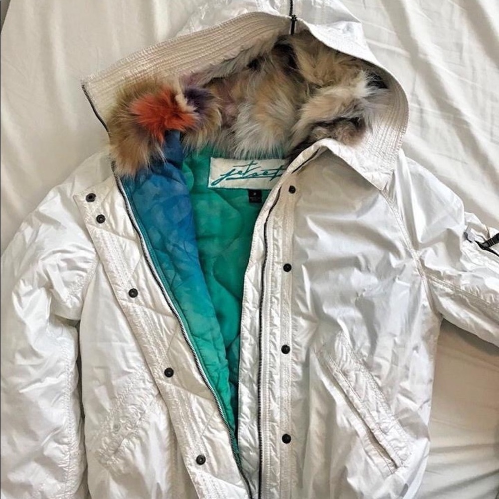 Jetset Luxury Down Jacket w/Rainbow Rabbit Fur